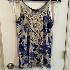 Waverly Grey Embellished Blue Cream Camisole